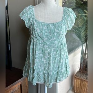 Altar’d State Green Floral Top